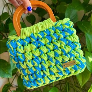 Vibrant Green and Blue Tote Bag
